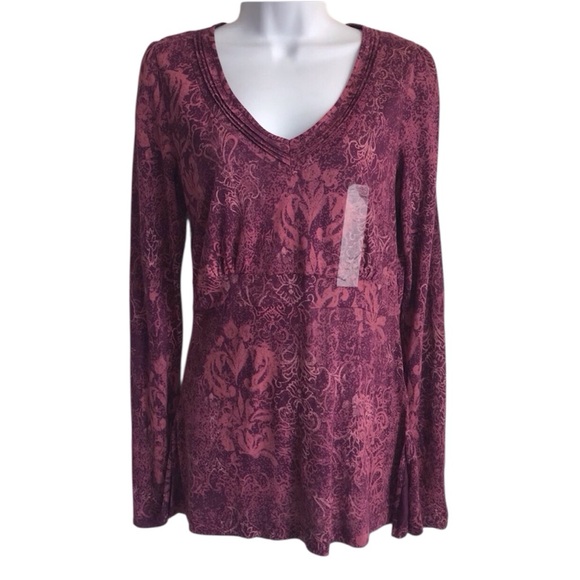 Calvin Klein Jeans Tops - 🔴 4/$15 Calvin Klein Jeans Brand Plum Purple V-Neck LS Tunic Blouse size M NWT